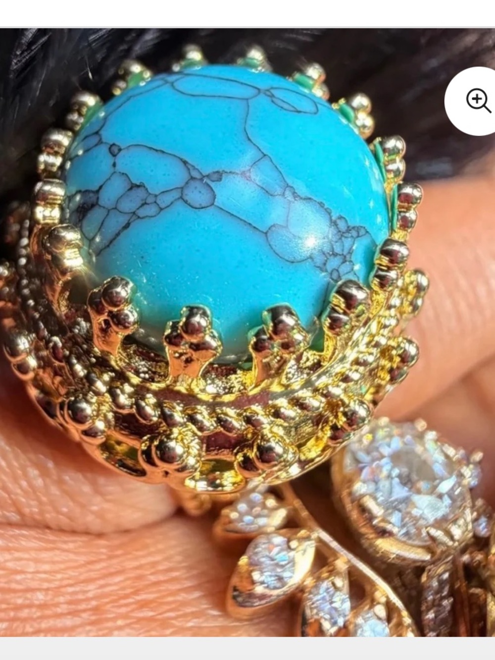 Feed Me Gems Texas Turquoise Queen Ring and Hand Chain Set NIP - Picture 4 of 5